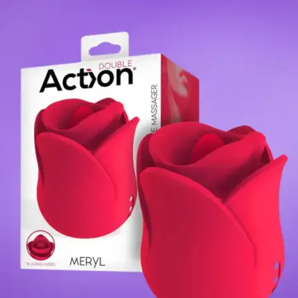 Action Meryl - Rózsa formájú csiklóizgató (piros)