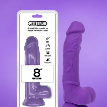 Intoyou Like True 8" - Realisztikus dildó herékkel (lila)