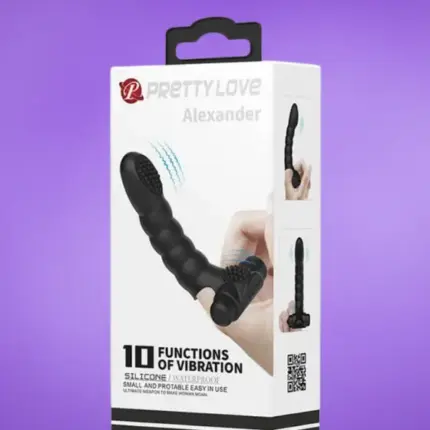 Pretty Love Alexander - szilikon, vízálló ujjvibrátor - 13 cm (fekete)