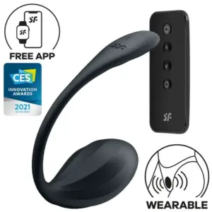 Satisfyer Ribbed Petal - Okos,akkus vibrációs tojás (fekete) - Image 2