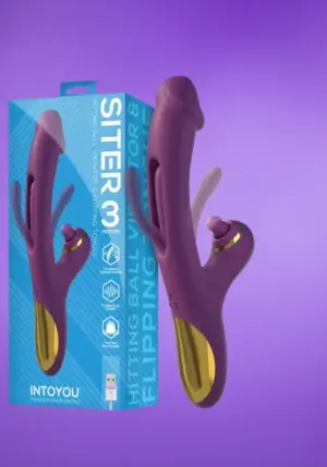 Intoyou Siter - Csiklókaros vibrátor mozgó szárral (lila)