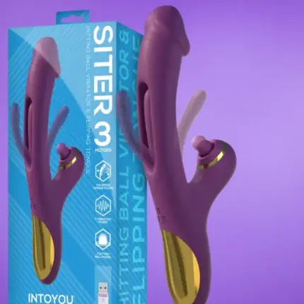 Intoyou Siter - Csiklókaros vibrátor mozgó szárral (lila)