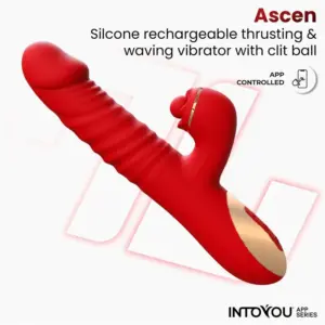 Intoyou Ascen - Appos vibrátor lökő és hullámmozgással (piros) - Image 3