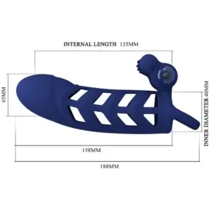 Pretty Love Altaf - Vibrációs péniszköpeny ( kék) - Image 5