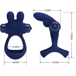 Pretty Love Francisco -Nyuszis,dupla péniszgyűrű (kék) - Image 6