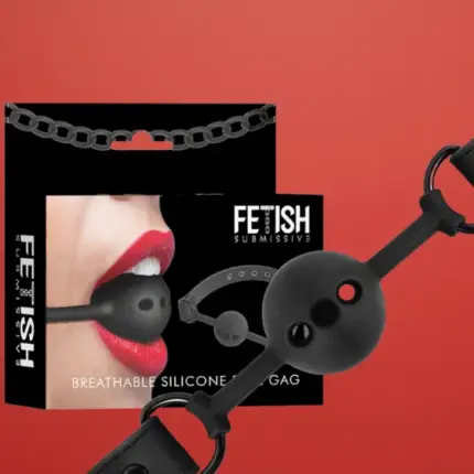 Fetish Submissive - Pántos szilikon szájpecek (fekete)