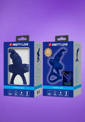 Pretty Love Luchito - Nyuszis, rezgős dupla péniszgyűrű (kék)