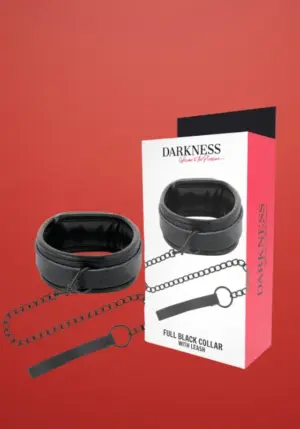 Darkness - Párnázott nyakörv lánccal (fekete)