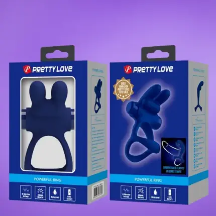 Pretty Love Francisco -Nyuszis,dupla péniszgyűrű (kék)