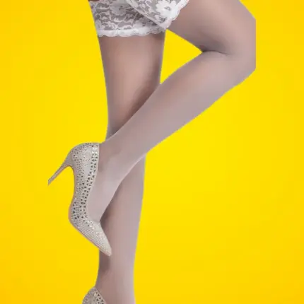 Cottelli - Széles csipkés combfix (fehér)