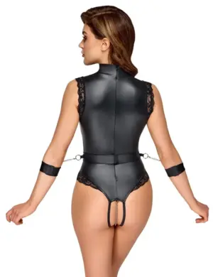 Cottelli Bondage - Nyitott cicivillantós body (fekete) - Image 3