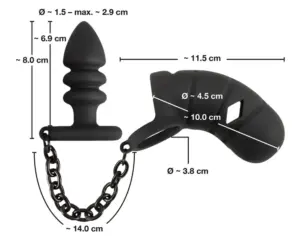 Black Velvet - szilikon péniszketrec anál pluggal (fekete) - Image 6