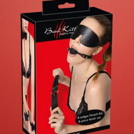 Bad Kitty - bondage szett táskában - 7 részes (fekete-arany)