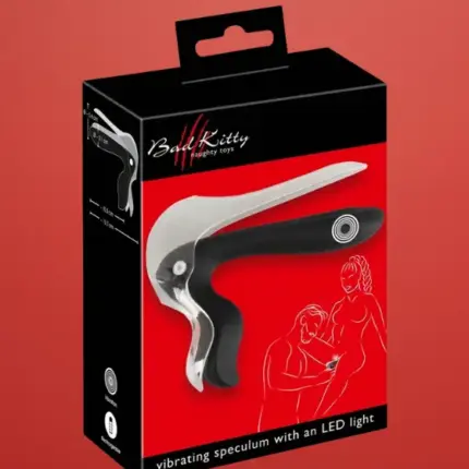 Bad Kitty - akkus LED-es hüvelytükör (fekete-átlátszó)