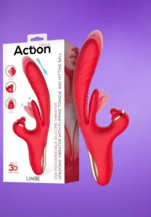 Action Limbe - G-pont vibrátor csiklóizgatóval és nyaló funkcióval (piros)