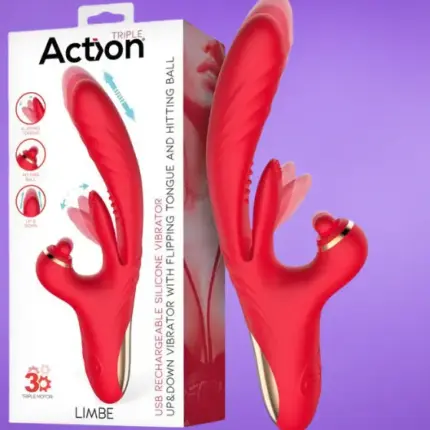 Action Limbe - G-pont vibrátor csiklóizgatóval és nyaló funkcióval (piros)