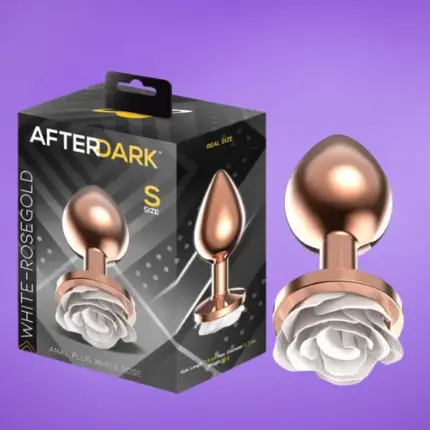 Afterdark - Rosegold análdugó fehér rózsával S