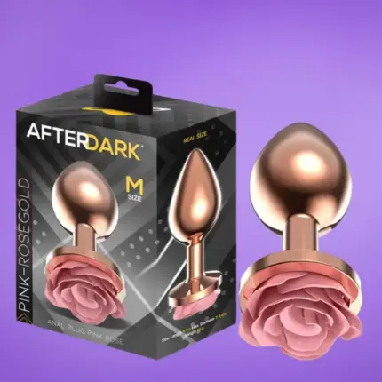 Afterdark - Rosegold análdugó pink rózsával M