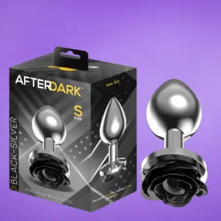 Afterdark - Metál análdugó fekete rózsával S