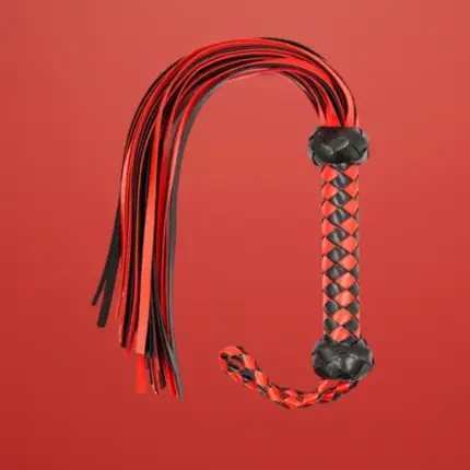 Latetobed - Fonott korbács (piros/fekete) - 50 cm