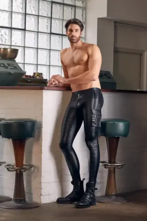 NEK - Nadrág, fényes anyagból (fekete) XL - Image 2