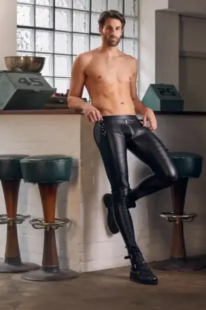 NEK - Nadrág, fényes anyagból (fekete) XL - Image 3