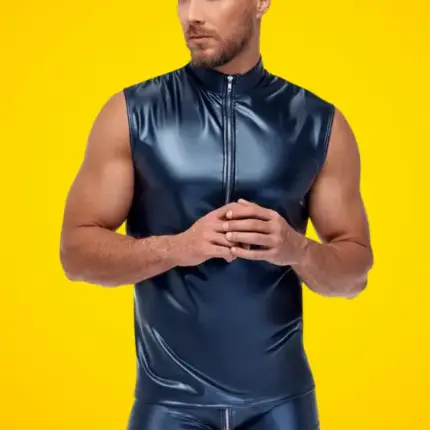 NEK - Cipzáras, magasnyakú ujjatlan poló (kék) L