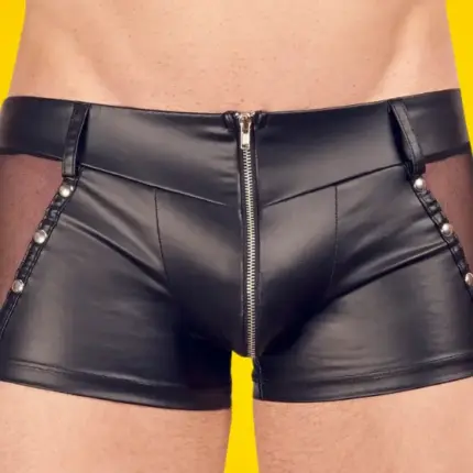 Svenjoyment - Áttetsző oldalbetétes, cipzáros boxer (fekete) XL