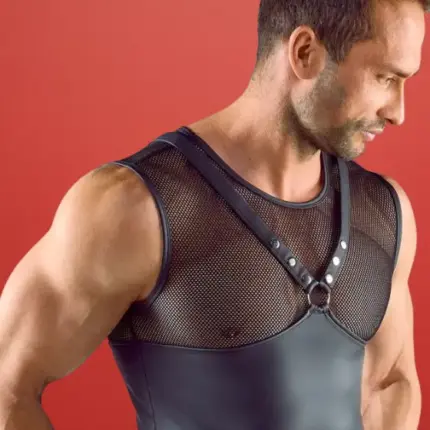 Svenjoyment - Fényes anyagú ujjatlan poló necc betéttel XL