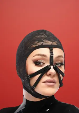 Bad Kitty - csipkés, pántos fejmaszk (fekete)