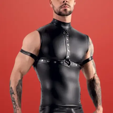 Svenjoyment - Bondage ujjatlan póló, karpánttal