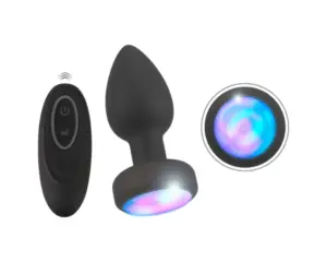 ANOS - világító, vibrációs anál plug (fekete) - Image 2