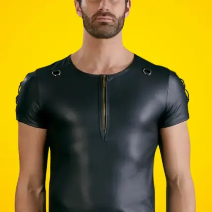 NEK - Matt hatású, rövid ujjú férfi felső (fekete) XL