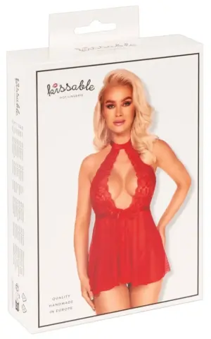 Kissable - Nyitott babydoll (piros) L/XL - Image 4
