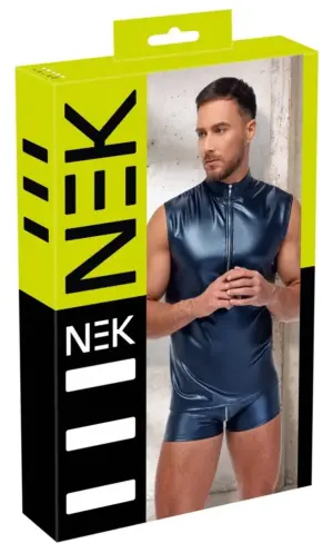 NEK - Cipzáras, magasnyakú ujjatlan poló (kék) L - Image 5