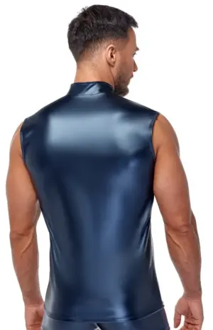 NEK - Cipzáras, magasnyakú ujjatlan poló (kék) L - Image 4