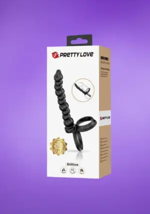 Prettylove Dillion -  Péniszgyűrű gyöngyös anál dildóval