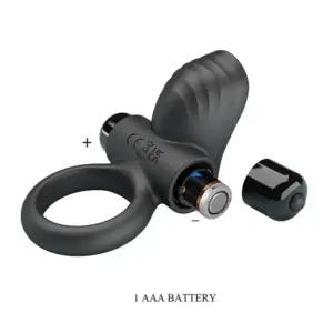 Pretty Love Adrien - Vibrációs péniszgyűrű (fekete) - Image 6