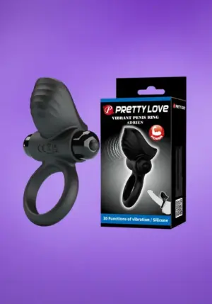 Pretty Love Adrien - Vibrációs péniszgyűrű (fekete)