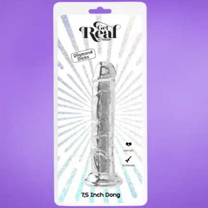 Toyjoy Get Real - Zselés tapadókorongos dildó (19 cm) - átlátszó