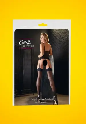 Cottelli - Hátul csíkos harisnya magas sarokvarrással (fekete)