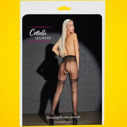 Cottelli - Exkluzív mintás, nyitott harisnya (fekete)