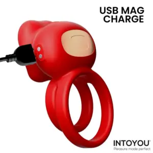 Intoyou Bittey - Akkus péniszgyűrű nyelvvel (piros) - Image 5