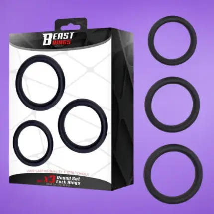 Beast Rings - 3 részes péniszgyűrű készlet (fekete)