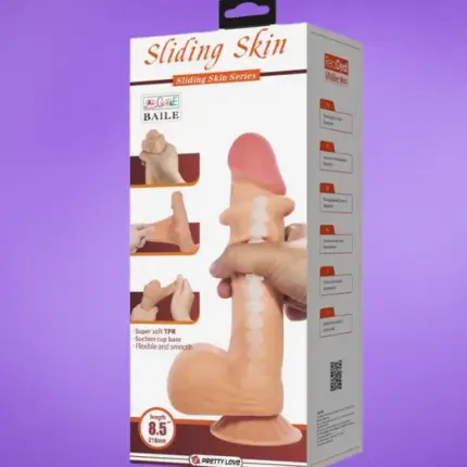 Baile Sliding Skin - Realisztikus dildó tapadókoronggal (21,8 cm)