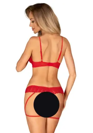 Obsessive Ingrida - Piros kétrészes mellemelős szett combpántokkal - Image 3