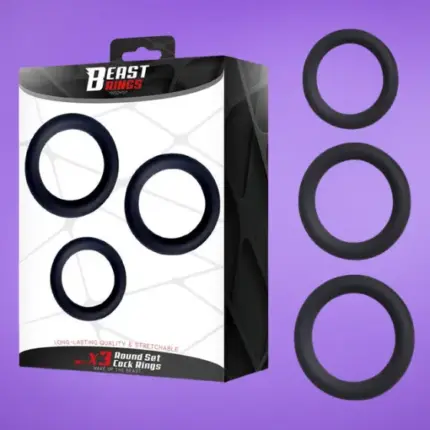 Beast Rings - 3 részes készlet (fekete)
