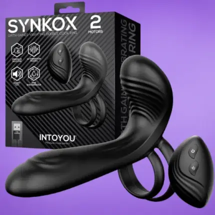 Intoyou Synkox - Vibrációs péniszgyűrű (fekete)