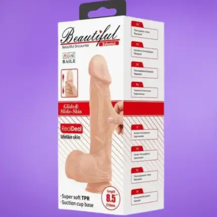 Baile Beautiful - Natúr dildó herékkel (21.8cm)